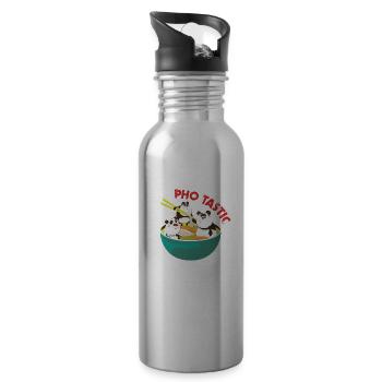 Pho Tastic Vietnam Panda Asien Suppe - Trinkflasche mit integriertem Trinkhalm - Lightsilver - Rechts