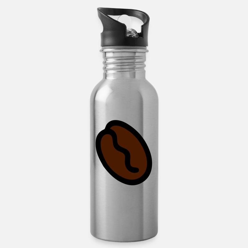 Kaffeebohne Kaffee coffee bean - Trinkflasche mit integriertem Trinkhalm - Lightsilver