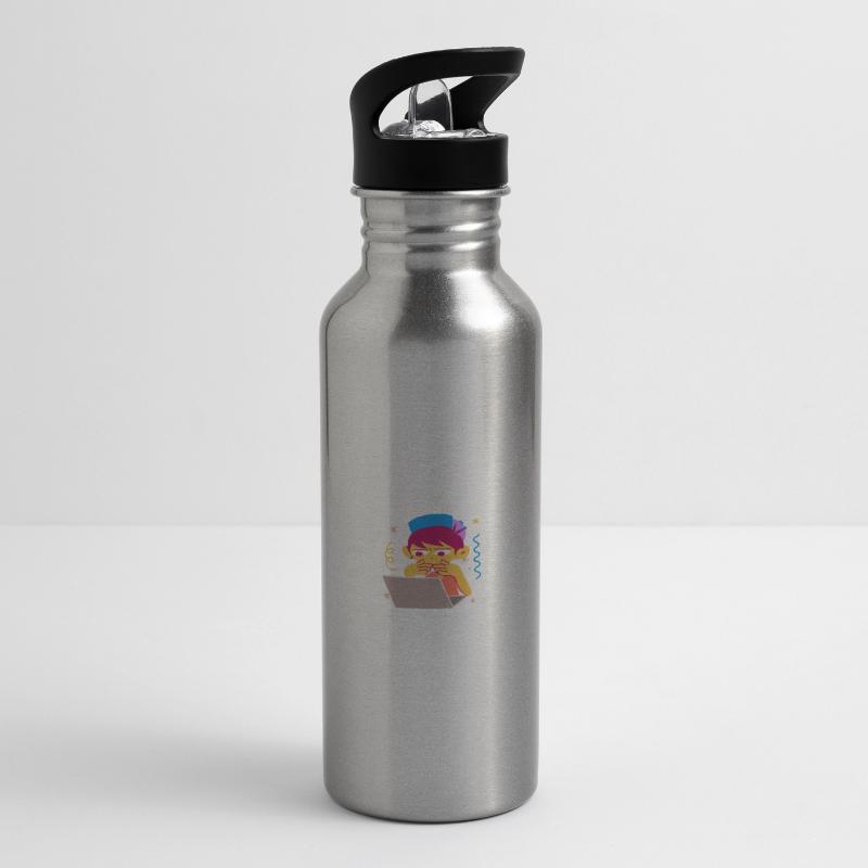 Coding Coder Programmierer Trinkflasche mit integriertem Trinkhalm