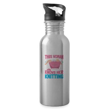 Knit - Water bottle with straw - silver - Right