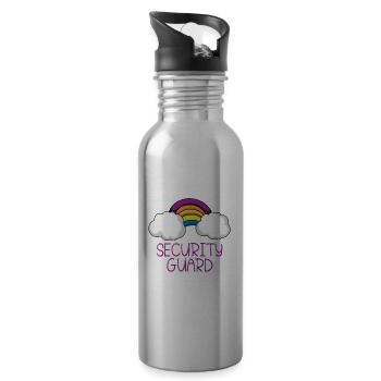 Security Wachmann Sicherheitsdienst - Trinkflasche mit integriertem Trinkhalm - Lightsilver - Rechts