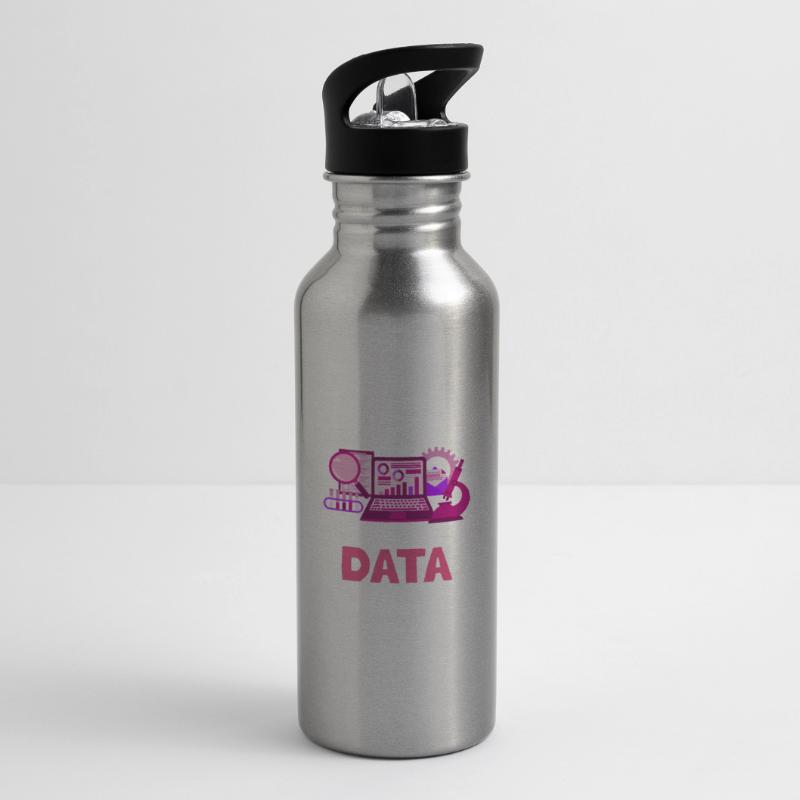 Big Data Science Engineer Scientist Analyst Trinkflasche mit integriertem Trinkhalm