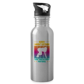 Wasn't Listening was thinking about Football - Trinkflasche mit integriertem Trinkhalm - Lightsilver - Rechts