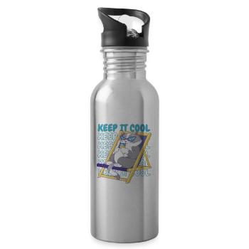 Crème glacée Été Plage Crème glacée Chat de vacances - Gourde avec paille intégrée - argent clair - Droite