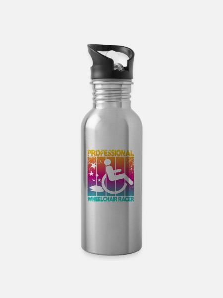 Professional Wheelchair Racer - Trinkflasche mit integriertem Trinkhalm - Lightsilver