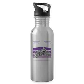 Die tut nix die will nur Motorrad fahren Bikerin - Trinkflasche mit integriertem Trinkhalm - Lightsilver - Rechts