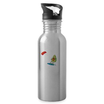 Kitesurfing Kiteboarding Kite Kite Kiten - Water bottle with straw - silver - Right
