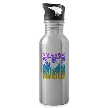 Isla Holbox Mexico - Trinkflasche mit integriertem Trinkhalm - Lightsilver - Rechts