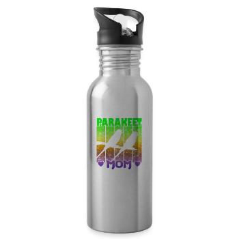 Parakeet Mom - Water bottle with straw - silver - Right