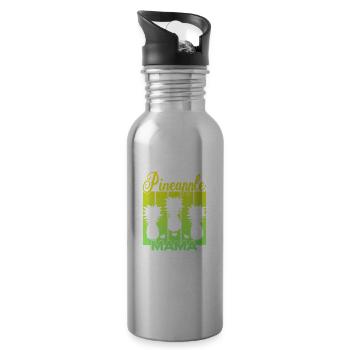 Vintage Pineapple Mama Sunset - Water bottle with straw - silver - Right