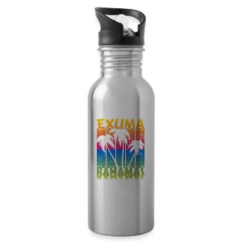 Vintage Exuma Bahamas Sonnenuntergang - Trinkflasche mit integriertem Trinkhalm - Lightsilver - Rechts