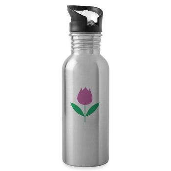 Fleurs de tulipe Tulipes Jardinier de jardin - Gourde avec paille intégrée - argent clair - Droite