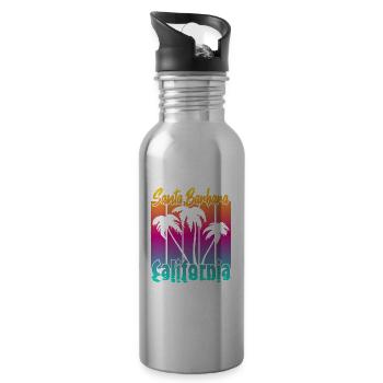 Vintage Santa Barbara Sonnenuntergang - Trinkflasche mit integriertem Trinkhalm - Lightsilver - Rechts