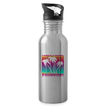 Vintage White Beach Philippines - Trinkflasche mit integriertem Trinkhalm - Lightsilver - Rechts