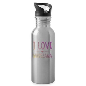 I Love Warsaw - Water bottle with straw - silver - Right