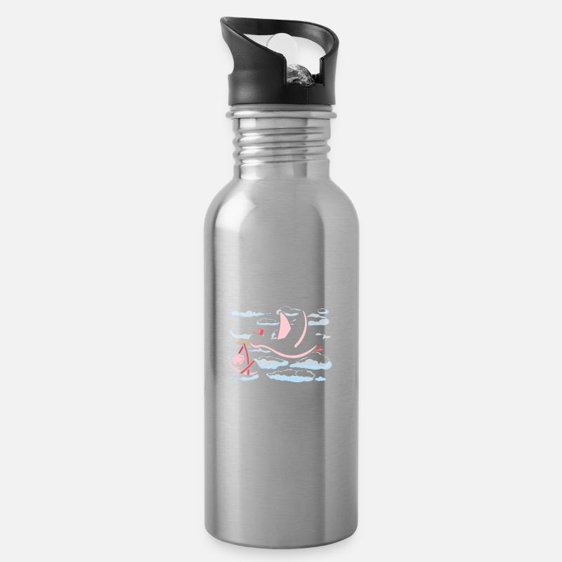 Hebamme Geburtshelfer - Trinkflasche mit integriertem Trinkhalm - Lightsilver