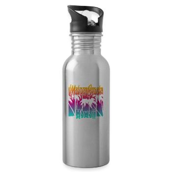 Makua Beach Hawaii - Water bottle with straw - silver - Right