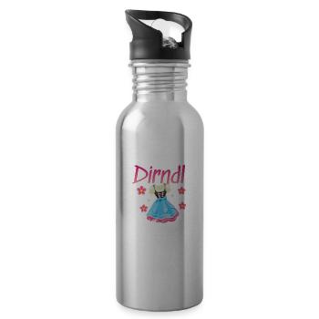 In Mei Dirndl Kumm I Nimma Nei | - Trinkflasche mit integriertem Trinkhalm - Lightsilver - Rechts