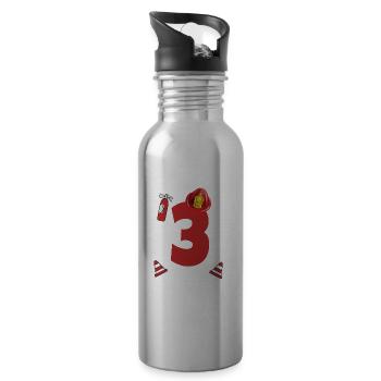 Kindergeburtstag 3 Jährige Feuerwehr Auto - Trinkflasche mit integriertem Trinkhalm - Lightsilver - Rechts