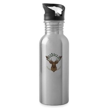Lausbua Hirsch Lederhosen - Trinkflasche mit integriertem Trinkhalm - Lightsilver - Rechts