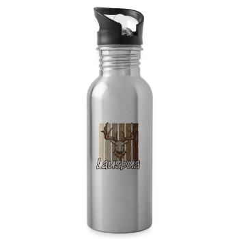 Lausbua Hirsch Lederhosen - Trinkflasche mit integriertem Trinkhalm - Lightsilver - Rechts
