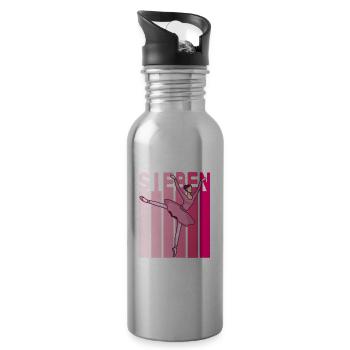 7.Geburtstag Mädchen Pink Ballerina Retro Style - Trinkflasche mit integriertem Trinkhalm - Lightsilver - Rechts