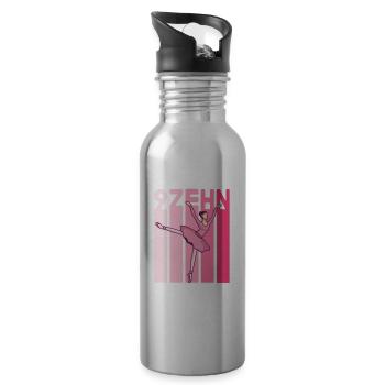 19.Geburtstag Mädchen Pink Ballerina Retro Style - Trinkflasche mit integriertem Trinkhalm - Lightsilver - Rechts