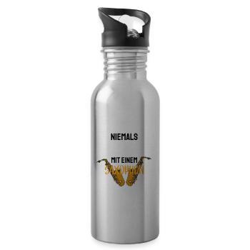 Saxophonist Jazz Musiker Renten Geschenk Saxophon - Trinkflasche mit integriertem Trinkhalm - Lightsilver - Rechts