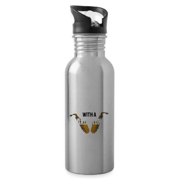 Rentner Saxophonist Ruhestand Geschenk Saxophon - Trinkflasche mit integriertem Trinkhalm - Lightsilver - Rechts