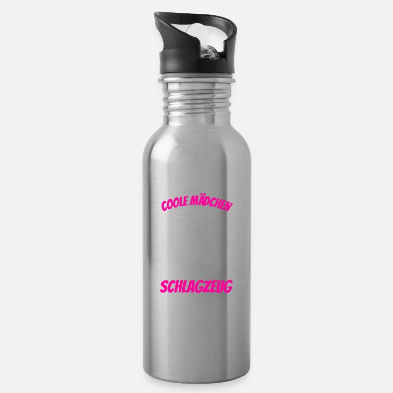 Schlagzeuger Drummer Mädchen Geschenk Schlagzeug - Trinkflasche mit integriertem Trinkhalm - Lightsilver