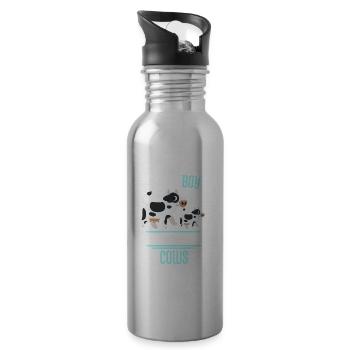Farmer Farmer Farm Animal Boy Gift Cow - Water bottle with straw - silver - Right
