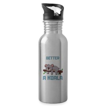 Animal Lovers Zoo Animal Funny Gift Koala - Water bottle with straw - silver - Right