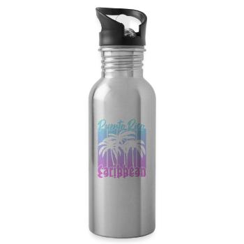 Puerto Rico Caribbean - Trinkflasche mit integriertem Trinkhalm - Lightsilver - Rechts