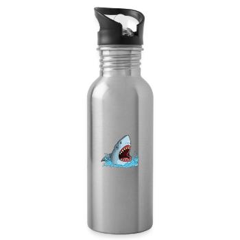Lustiges Geschenk Meerestier Ozean Tier Hai - Trinkflasche mit integriertem Trinkhalm - Lightsilver - Rechts