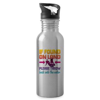Fun Diver Diving Snorkeling - Water bottle with straw - silver - Right