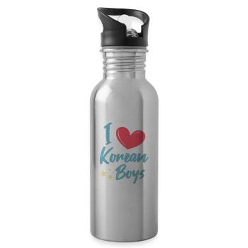 I love Korean boys - Water bottle with straw - silver - Right