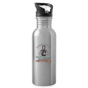 Waiter Waitress couple - Water bottle with straw - silver - Right
