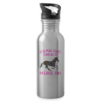Mir reichts ich gehe jetzt reiten Pferde Geschenk - Trinkflasche mit integriertem Trinkhalm - Lightsilver - Rechts