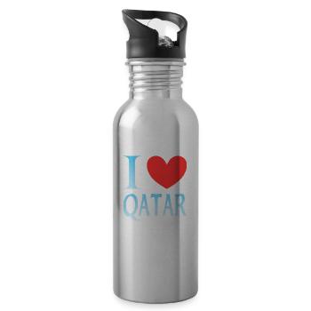 I love Qatar - Water bottle with straw - silver - Right