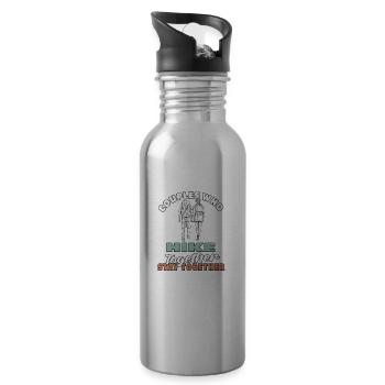 Hiking Hikers Couple - Water bottle with straw - silver - Right