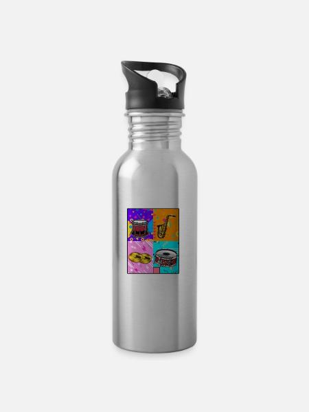 Spielmannszug Batterie Pop Art - Gourde avec paille intégrée - argent clair