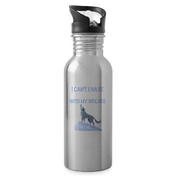 Raubtier Wald Tier Lustiges Geschenk Wolf - Trinkflasche mit integriertem Trinkhalm - Lightsilver - Rechts
