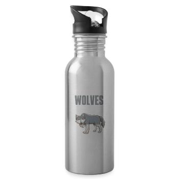 Waldbewohner Raubtier Lustiges Geschenk Wolf - Trinkflasche mit integriertem Trinkhalm - Lightsilver - Rechts