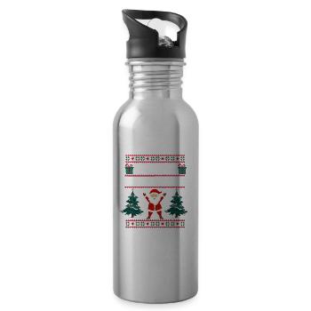 Xmas Weihnachtsmann Geschenk Frohe Weihnachten - Trinkflasche mit integriertem Trinkhalm - Lightsilver - Rechts