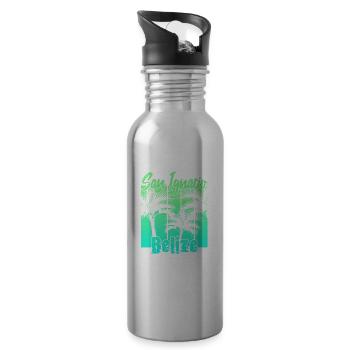 San Ignacio Belize - Trinkflasche mit integriertem Trinkhalm - Lightsilver - Rechts
