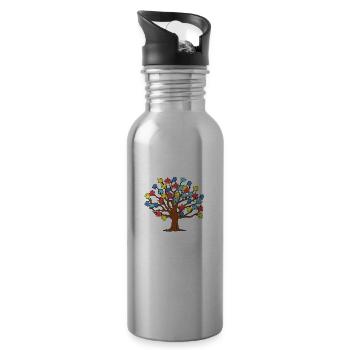 Autism Autistic Puzzle - Water bottle with straw - silver - Right