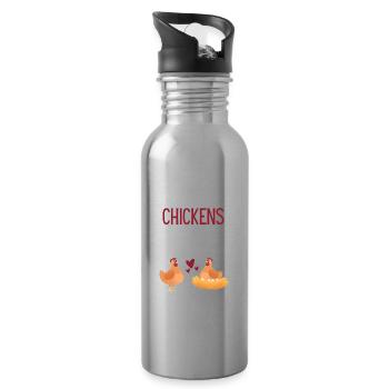 Animal Lovers Farm Animal Farmer Cadeau Poulet - Gourde avec paille intégrée - argent clair - Droite