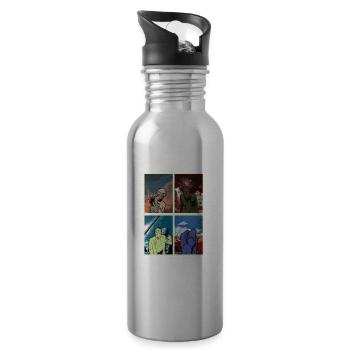Zombie Halloween Creepy - Water bottle with straw - silver - Right