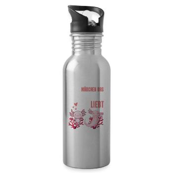 Axolotl Mädchen Salamander Geschenk Axolotl - Trinkflasche mit integriertem Trinkhalm - Lightsilver - Rechts