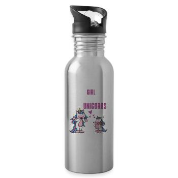 Magische Kreatur Mädchen Geschenk Fantasy Einhorn - Trinkflasche mit integriertem Trinkhalm - Lightsilver - Rechts